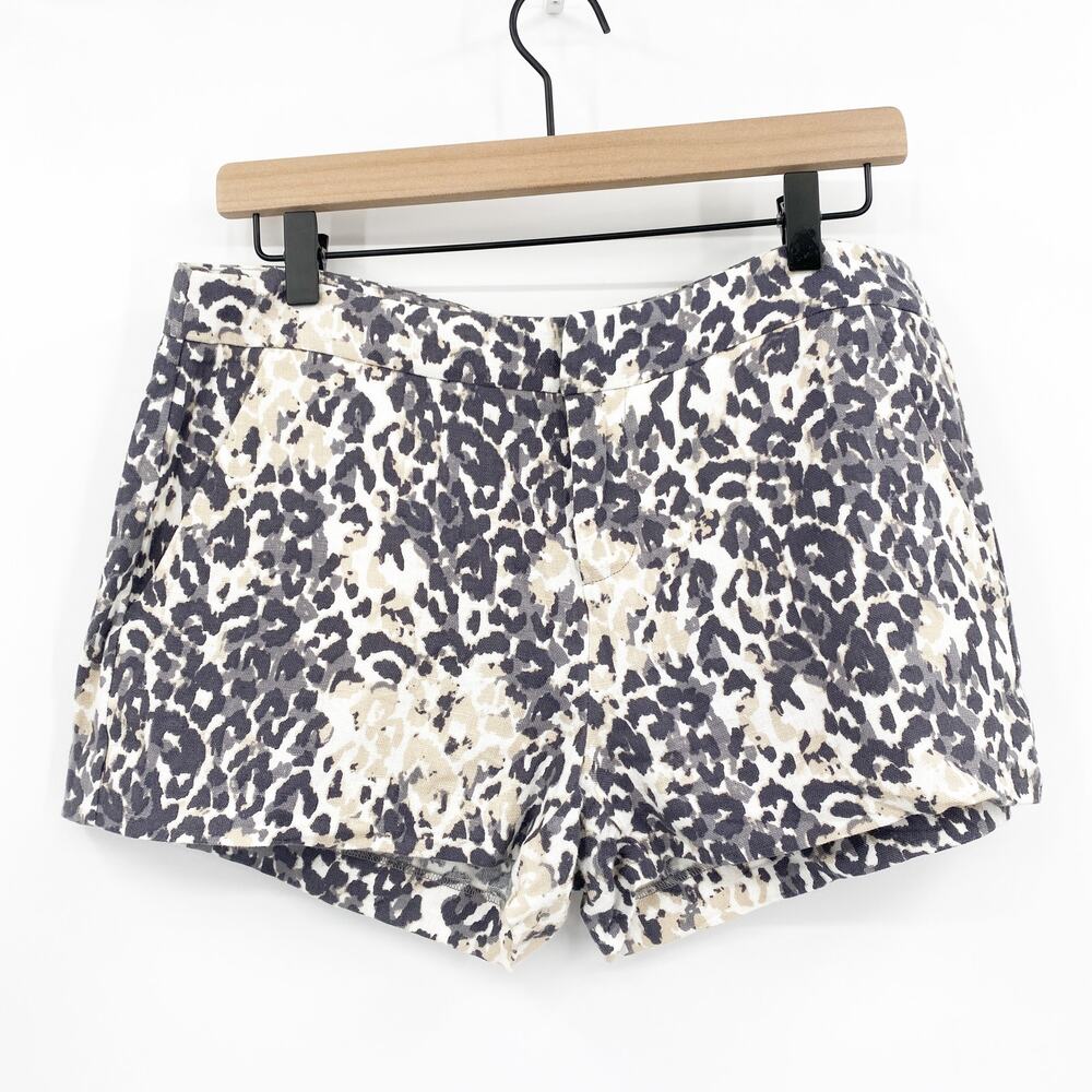 Joie Merci Animal Print Linen Tailored Shorts Neutral Gray Beige Size 6 - Picture 4 of 12